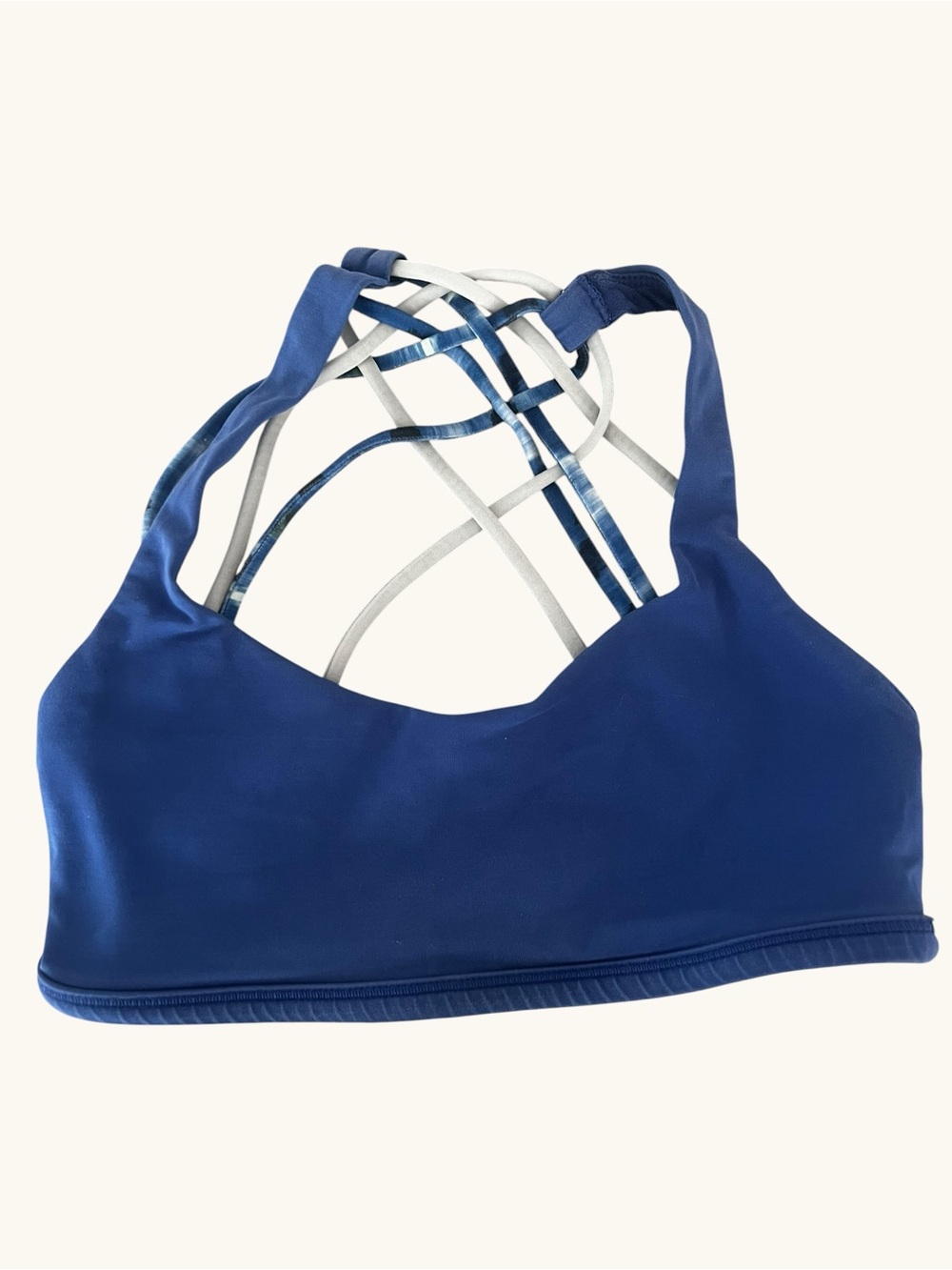 lululemon athletica Strappy Sports Bra - Deep Blue with White Accents